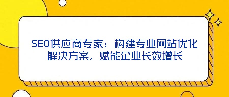 SEO供應商專家:構建專業網站優化解決方案,賦能企業長效增長