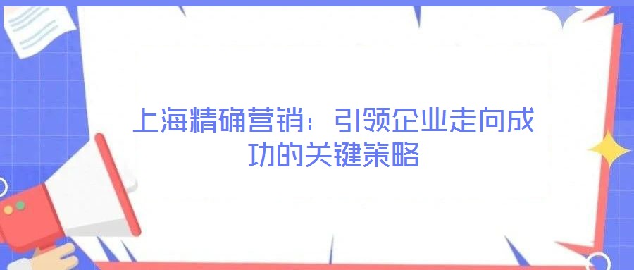 上海精確營(yíng)銷:引領(lǐng)企業(yè)走向成功的關(guān)鍵策略