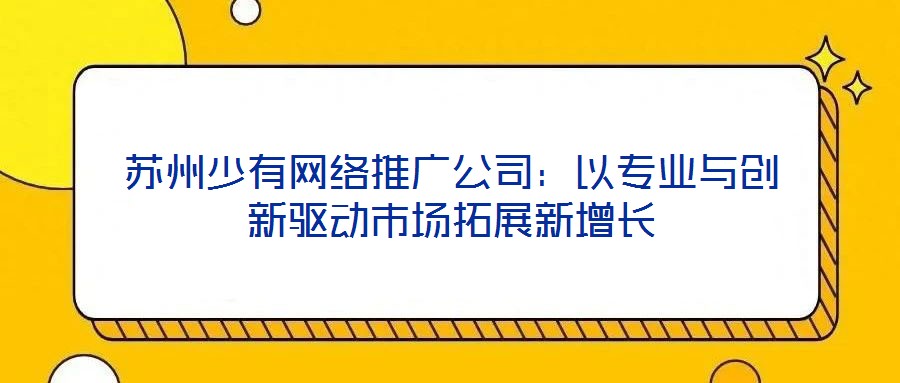 蘇州少有網絡推廣公司:以專業與創新驅動市場拓展新增長