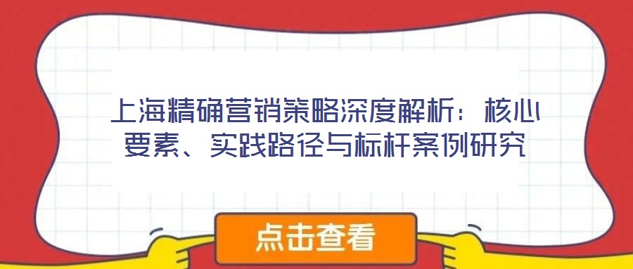 上海精確營銷策略深度解析:核心要素、實踐路徑與標(biāo)桿案例研究