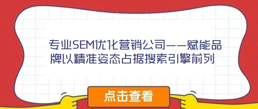 專業SEM優化營銷公司——賦能品牌以精準姿態占據搜索引擎前列