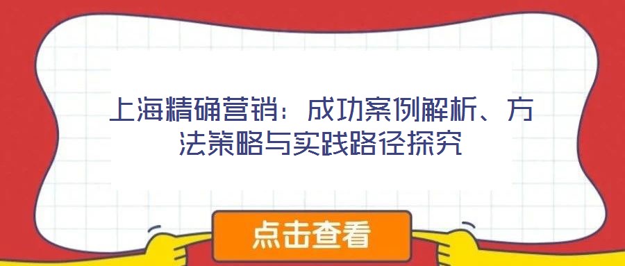 上海精確營銷:成功案例解析、方法策略與實(shí)踐路徑探究
