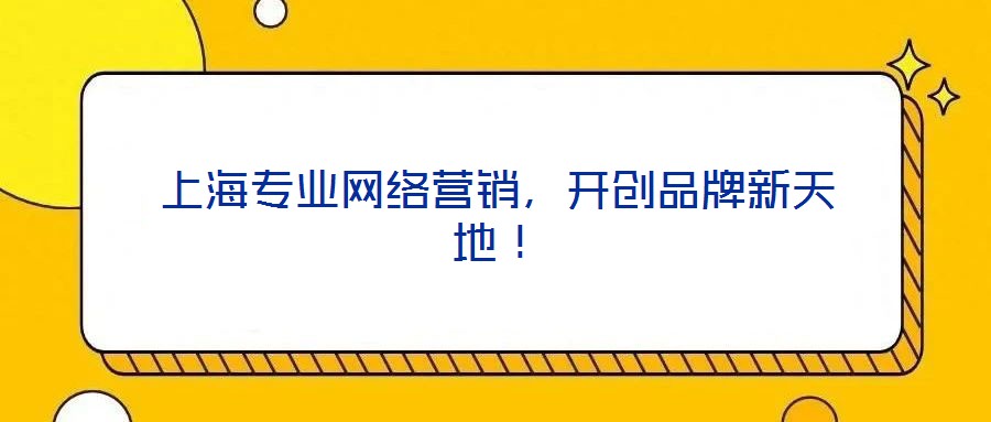 上海專業網絡營銷，開創品牌新天地！